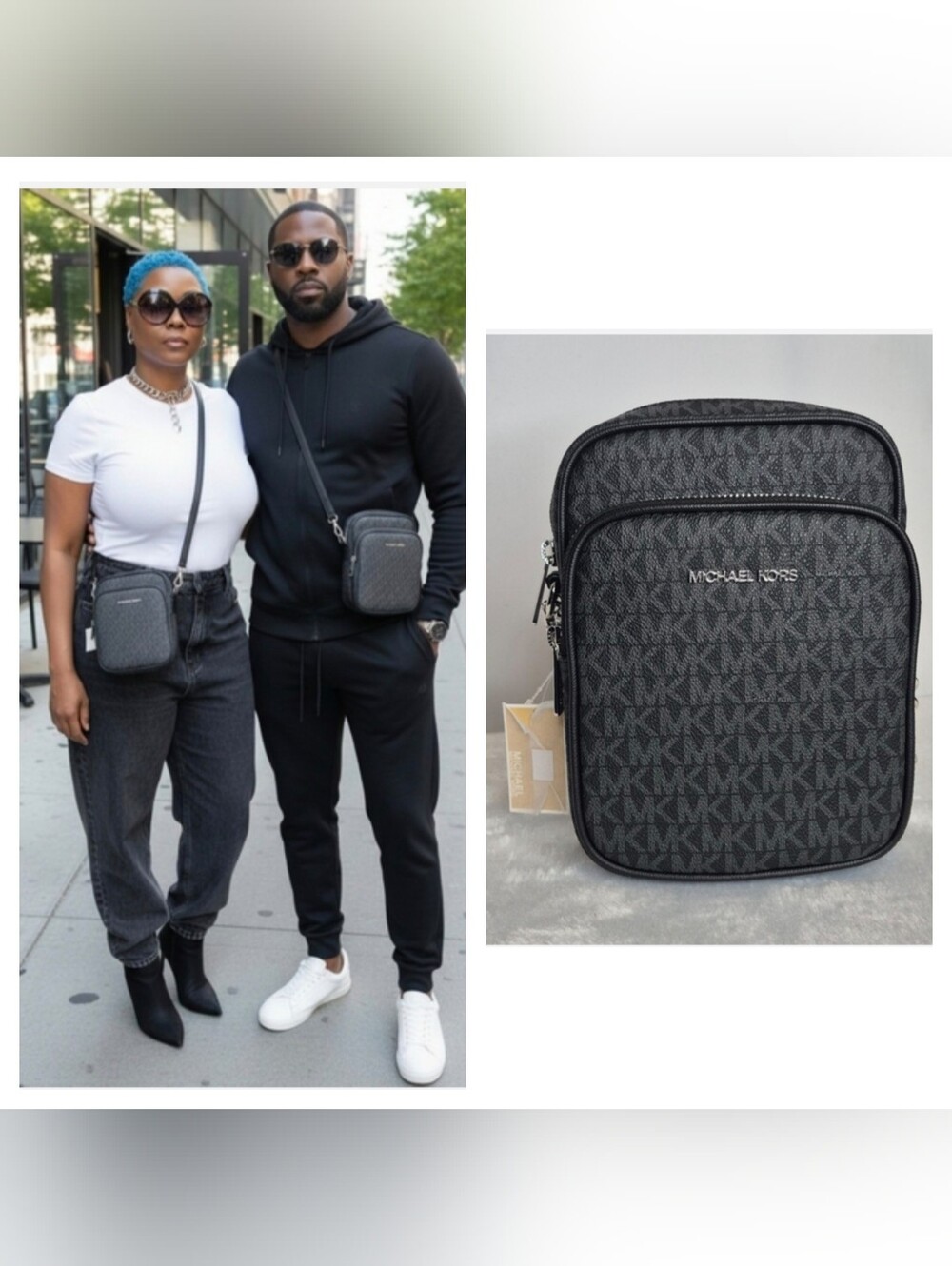 Michael Kors Jet Set Travel Black Chain Crossbody Bag (UNISEX)